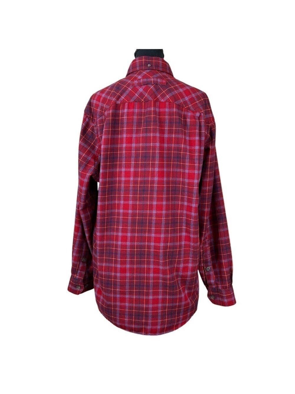 Duluth Trading Company Men's Red Plaid Flannel Cotton Blend Shirt Size M - Picture 2 of 8